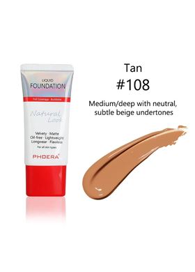 Phoera Cosmetics Velvet Liquid Matte Foundation Tan 108 (30ml)