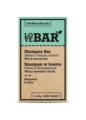LOVEBAR Shampoo Bar Detox & Sebum Control (Oily & Normal Hair) Bergamot & Lime (2 x 30g)